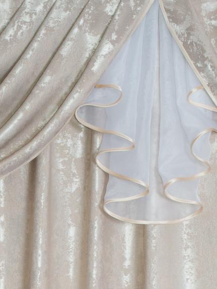 Шторы интерьерные с ламбрекеном под мрамор Графиня бежевый лайт